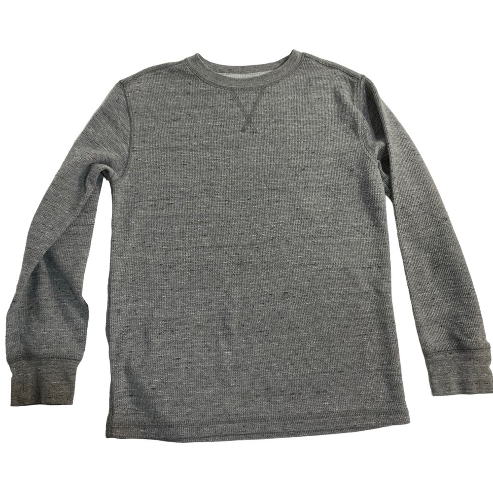 FADED GLORY T-Shirt Size 8 Long Sleeve Waffle Knit Heather Gray